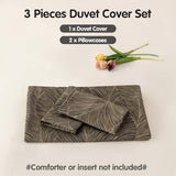 Lekesky King Size Duvet Cover Set, Reversible King Comforter Cover with Tropical Leaves Pattern, Soft 100% Washed Microfiber 3 Pieces Khaki Bedding Set with Zipper and 2 Pillowcases Lekesky
