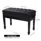 ALAPUR Adjustable Duet Piano Bench with Storage,Heavy Duty Wooden Double Keyboard Piano Bench Seat with PU Leather Cushion,Black ALAPUR