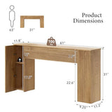 FABATO 61'' Fluted Long Console Table, Wooden Rectangular Sofa Table Behind The Couch, Narrow Entryway Table with 2 Hidden Storage Cabinets for Entrance, Hallway, Living Room, Foyer, Wood FABATO