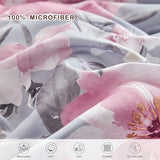 Joyreap 3pcs Floral Comforter Set Full/Queen, Tie-dye Pink Flowers on Gray Design, Microfiber Lightweight Bedding Comforter Set for All Season- 88x88 inches Joyreap