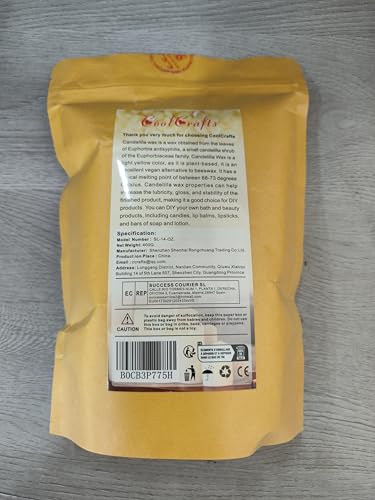 CoolCrafts Candelilla Wax Pellets Candelilla Vegan Wax for Cosmetics DIY, Soap and Candle Making, Alternative to Beeswax - 14 OZ CoolCrafts