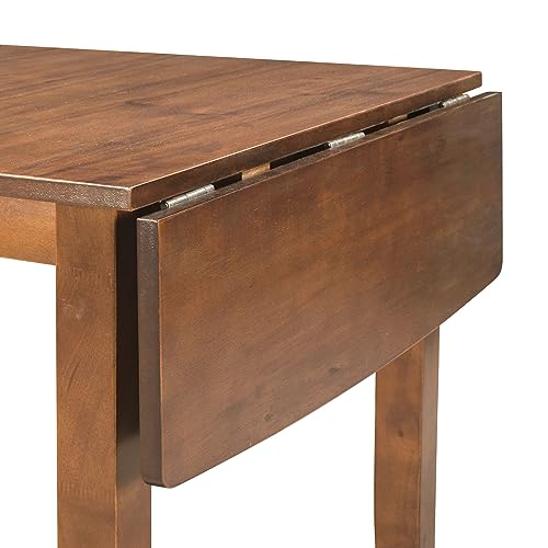 LUMISOL 3-Piece Wood Drop Leaf Dining Table Set with 2 X-Back Chairs, Space-Saving Breakfast Nook Dining Set for 2 People, Extendable Kitchen Table Set, Brown LUMISOL
