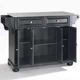 Pemberly Row Traditional Wood/Stainless Steel Top Kitchen Island in Black Pemberly Row