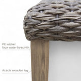 AV CONNECT Acacia Solid Garden Bench with PE Wicker Seat, Backless Patio Garden Benches, Backless Outdoor Bench, Suitable for Indoor and Outdoor Uses 13.7" x 46.5" x 19.3" (Antique Grey) AV CONNECT