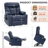 EONIX Power Lift Recliner Chair for Elderly with Heat and Massage, 400lbs Heavy Duty Electric Recliner Chairs for Adults with Cup Holders and USB Charging Ports, SLRY019020, Navy Blue