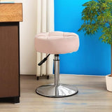 LUE BONA Adjustable Vanity Stool, 360°Swivel Vanity Chair Stool for Makeup Room, Pink Stool Chair for Vanity, Small Faux Leather Vanity Stool for Bathroom, Living Room LUE BONA