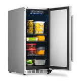 NewAir 15" Commercial Beverage Refrigerator | Weatherproof Stainless Steel Fridge | Built-In or Freestanding Outdoor Patio Fridge For Beer, Wine, Food NCR032SS00 NewAir