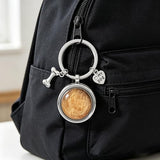 Dog Hair Keepsake Keychain – Dog Fur Locket, Stainless Steel Pet Fur Memorial Keychain with Heart & Bone Charms, Sympathy Gift for Dog Lovers