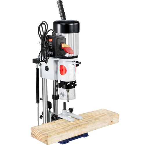 VEVOR Woodworking Mortise Machine, 3/4 HP 3400RPM Powermatic Mortiser With Chisel Bit Sets, Benchtop Mortising Machine, For Making Round Holes Square Holes, Or Special Square Holes In Wood - WoodArtSupply