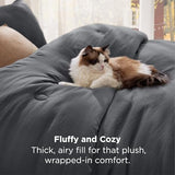 Bedsure Queen Comforter Set Dark Grey, Soft Prewashed Queen Size Bedding, Quilted Comforter with Circle Design, Down Alternative Comforter for All Seasons, 3 Pieces Bed Set with 2 Pillow Shams Bedsure