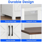 kepptory 69" Tall Farmhouse Kitchen Pantry Cabinet, Kitchen Hutch Bar Cabinet with Drawers&Cup Holder, Large Wooden Storage Cabinets with Barn Doors&Microwave Stand, Cupboard for Dining Room(White) kepptory
