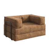 WLIVE 60'' Futon Sofa Bed, Convertible Sleeper Sofa, Folding Pull Out Couch Boneless Mattress with Fixed Frame, Corduroy, Brown WLIVE