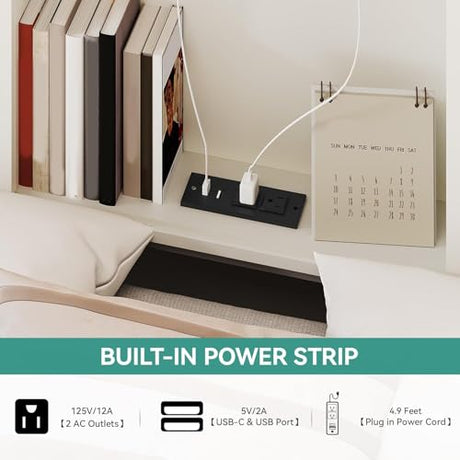 YITAHOME Farmhouse King Size Bed Frame with Charging Station and Led Light, Wooden Platform Tall Storage Headboard Bed Frame, Sliding Barn Door, Metal Slats Support, No Box Spring Needed, White YITAHOME