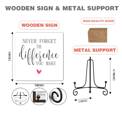 Inspirational Positive Quotes Office Wooden Signs Gift, Farmhouse Living Room Shelf Desk Decor Plaques, Thoughtful Wooden Sign Gift for Girl Friends Coworker, 5 X 5 Inches-B12 LeFohLon