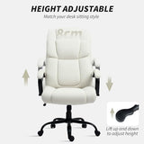 Vinsetto Big and Tall Executive Office Chair 485lbs with Wide Seat, High Back Computer Desk Chair with Tilt, Adjustable Height, Cream White Vinsetto