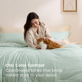 Bedsure King Size Comforter Set Sage Green, 7 Pieces Lightweight King Bedding Sets Boho, Bed in a Bag with Comforter, Sheets, Pillowcases & Shams, Contrasting Design Bedsure