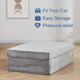 SINWEEK Tri Folding Mattress Foam Topper 4" Thickness Floor Cot Mattress, Guset Bed with Removable&Machine Washable Cover and Lining, CertiPUR-US Certified 25 x 75 Inch SINWEEK