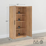 Prepac Elite Oak 32-Inch Tall Storage Cabinet with Adjustable Shelves Prepac