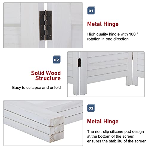 3 Panel Room Divider Privacy Screen 5.57 Ft Tall Privacy Wall Divider 66.9" x 15.7" Each Panel Folding Wood Screen for Home Office Bedroom Restaurant FDW