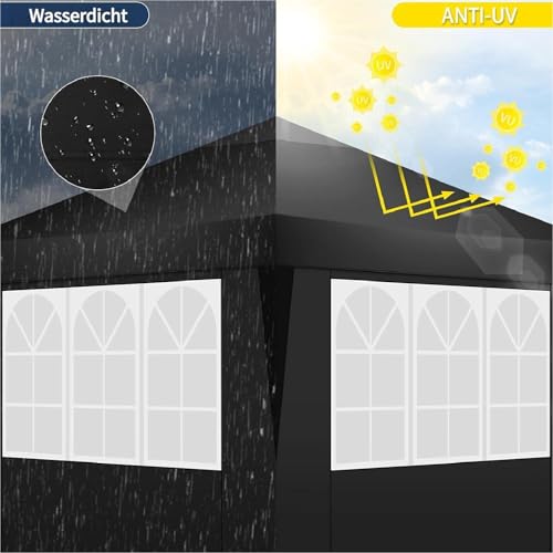 COBIZI Canopy 10x20 Pop Up Canopy Tent with 6 Sidewalls Party Tents for Parties Weddings Backyard Waterproof Outdoor Commercial Event Tent with Stakes, Ropes, Black COBIZI