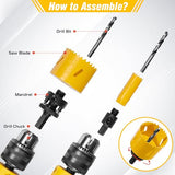 KATA Bi-Metal Hole Saw Kit, 18 Piece M42 High Speed Steel Hole Saw Set with 3/4" -2-1/2" (19-64mm) 11PCS Hole Saw Blades in Case with Mandrels, Drill KATA