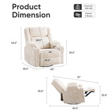 Oversized Power Recliner Chair with Massage and Heat, Swivel Rocker Recliner Chair for Adults with Arm Storage, Nursery Glider Recliner with Adjustable Headrest and Phone Stand, Side Pockets, Beige