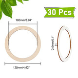 NBEADS 30 Pcs 125mm(4.9") Unfinished Wood Pieces Rings Shape, 100mm Inner Diameter Antique White Circle Ornaments Blank Handmade Round Wooden Slices for Painting Pyrography Christmas Tree Home Decor NBEADS
