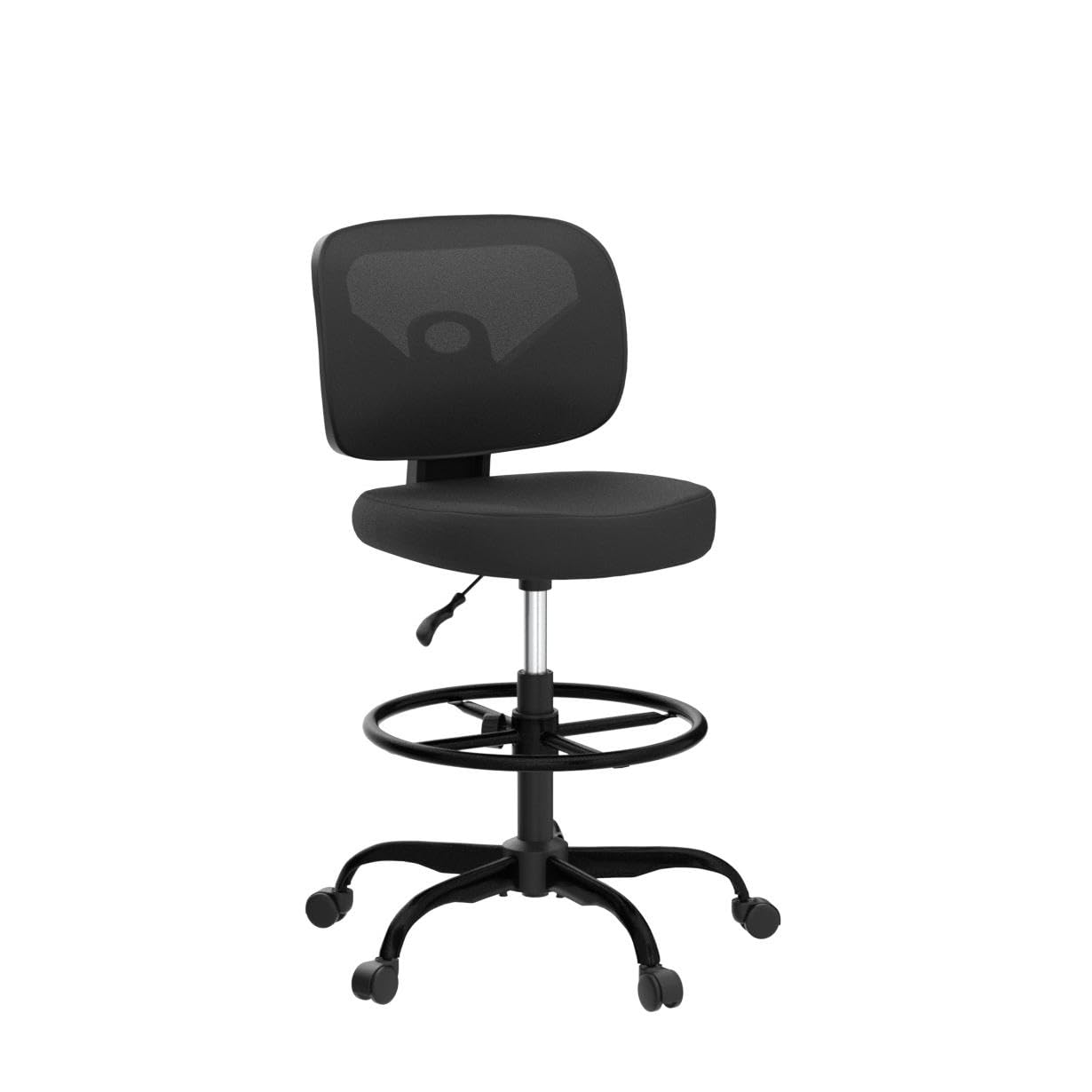 Primy Office Drafting Chair Armless, Tall Office Desk Chair Adjustable Height and Footring, Mid-Back Ergonomic Standing Desk Chair Mesh Rolling Tall Chair for Art Room, Office or Home(Black)