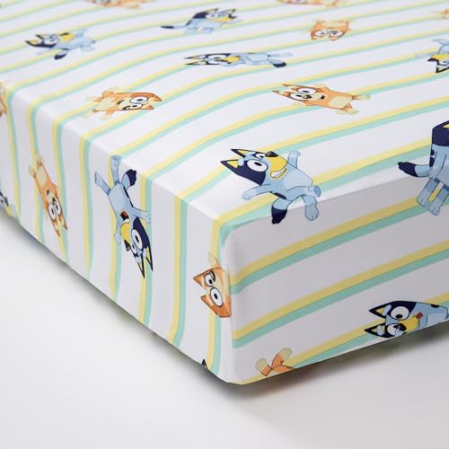 Bluey 4 Piece Toddler Bedding Set – Includes Comforter, Sheet Set – Fitted Top Sheet Reversible Pillowcase for Boys or Girls Bed, Blue Bluey