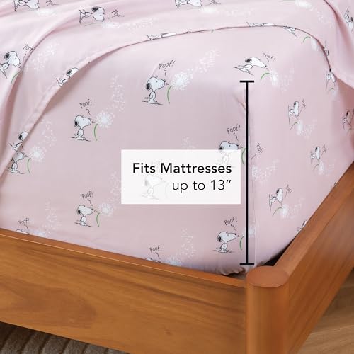 Berkshire Blanket Peanuts® Kids Sheet Set King Size - 4 Pieces,Cute Character Snoopy Printed Soft Microfiber Bed Sheets,Peanuts Make A Wish Spring Pink Berkshire Blanket