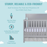 Dream On Me Cape Cod 5-In-1 Convertible Crib In Pebble Grey, Greenguard Gold And JPMA Certified, Built Of Sustainable New Zealand Pinewood, 3 Mattress Height Positions
