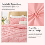 BEDELITE Pink Queen Comforter Set - 3 Pieces Boho Pintuck Bedding Comforter Sets, Lightweight Soft & Warm Bed Comforter with 2 Pillowcases for All Season,Valentines Day BEDELITE