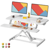 JOY worker Standing Desk Converter, 35" Height Adjustable Sit Stand Up Desk Riser with Keyboard Tray & 6 Fridge Magnets, Desktop Workstation Riser for Home Office Computer Laptop, White JOY worker