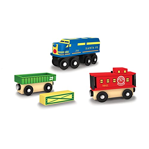 MasterPieces Wood Train Sets - Lionel Santa Fe Cargo 3 Piece Train Set - Officially Licensed Toddler & Kids Toy Masterpieces