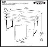 Lifetime Fold-in-Half Adjustable Folding Table, 4 Foot Lifetime