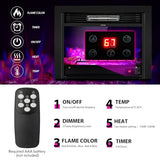 LDAILY 28" Electric Fireplace, Wall Mounted/Recessed, 3-Color Flame, 5 Brightness, 8H Timer & Remote Control, 750/1500W Freestanding Fireplace Insert Heater, Black (28.5 inches) LDAILY