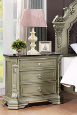 GTU Furniture Upholstered Panel 5PC Solid Wood Queen Bedroom Set Include Queen Bed, Dresser, Mirror, Chest, Nightstand in Jungle Green/Silver (5PC Queen Set) GTU Furniture