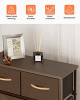 Pellebant Dresser for Bedroom with 7 Drawers, Tall Dresser Vertical Storage Tower, Sturdy Metal Frame, Fabric Storage Bins with Wooden Handle and Wooden Top, Organizer Unit for Closet/Hallway, Brown Pellebant