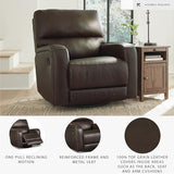 Signature Design by Ashley Emberla Contemporary Leather Match Manual Swivel Glider Rocker Recliner, Dark Brown Signature Design by Ashley