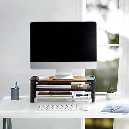 HUANUO Monitor Stand Computer Riser, Monitor Stand for Desk with Adjustable Height and 2 Platforms, Ergonomic Computer Riser, Monitor Riser for Laptops and Monitors HUANUO