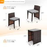 Bonnlo 3 PCS Wicker Outdoor Patio Bistro Set, Patio Furniture Set for Small Space with Glass Top Table Dining Chairs, Balcony Furniture Patio Table and Chairs Set of 2 for Garden Yard Porch Bonnlo