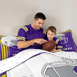 Erosebridal Sports Team Comforter Set, Twin 2Pcs | Purple & Gold Striped Stars Bedding Set, Football City Kids Bedding, Classic Rugby Game Duvet Insert - Inspired by Sports Fans Team Colors Erosebridal