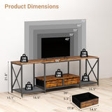Zevemomo 66.5" LED TV Stand, TV Stands for 55/60/75 Inch TV, Console Tables with LED Strip Lights, Entertainment Center with 4 AC Outlets & 2 USB Ports, Open Storage Shelves for Living Room-Brown Zevemomo