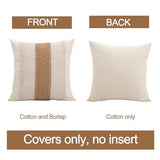 Mayler Yee Throw Pillow Covers 16 x 16 Inch 1PC for Farmhouse Living Room, Cotton & Burlap Textured Striped Woven Boho Pillow Covers (Beige & Brown, Single Striped) Mayler Yee