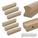 Tsnamay 6Pcs Unfinished Beech Wood Solid Furniture Pulls Handles,Unfinished Unpainted Paintable Wooden Handles Cupboard Closet Drawer Handle Tsnamay