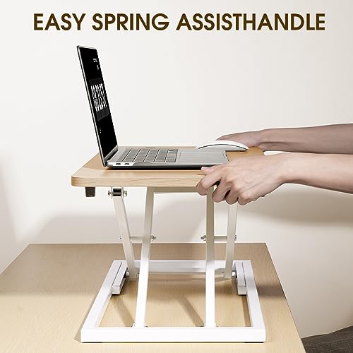 Omhuzsyo standing desk converter Stand up office desk riser on the desktop is suitable for use in laptops and single monitor work consoles, home offices, and can be adjusted in height(Log Color) Omhuzsyo