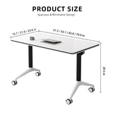 Conference Table, Folding Conference Room Tables with Flip-Top Design, Mobile Seminars Dynamic Meetings Training Tables for Offices, Classrooms, and Meeting Room (Gray, 47.2×15.7×29.5in) Mxespoir