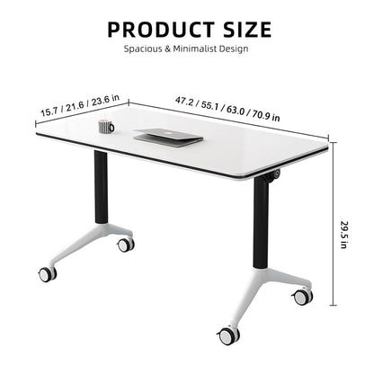 Conference Table, Folding Conference Room Tables with Flip-Top Design, Mobile Seminars Dynamic Meetings Training Tables for Offices, Classrooms, and Meeting Room (Gray, 47.2×15.7×29.5in) - WoodArtSupply