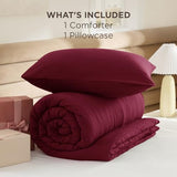 Bedsure Twin/Twin XL Comforter Set, Dark Red Soft Prewashed Bedding for All Seasons, 2 Pieces GentleSoft™ Bed Set, 1 Lightweight Comforter (68"x88") and 1 Pillowcase (20"x26") Bedsure