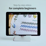 ETSPIL 4 Pre-Printed Embroidery Kit for Adults & Beginners — Learn Step by Step with 4K Videos, Floral Patterns, 33 Beginner-Friendly Stitches, Relaxing Craft at Home